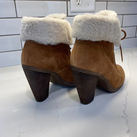 Bjorndal Falan Fur Lined Suede Ankle Booties Cognac Size 6 - Picture 4 of 9